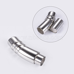 Tarnish Resistant 304 Stainless Steel Magnetic Clasps with Glue-in Ends, Smooth Surface, Column, Stainless Steel Color, 35x11mm, Hole: 8mm(STAS-G163-36P)