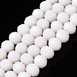 Opaque Solid Color Glass Beads Strands, Faceted, Rondelle, Thistle, 6x5mm, Hole: 1mm, about 87~90pcs/strand, 17~17.5 inch(42.5~43.75cm)(EGLA-A034-P6mm-D17)