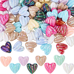 80Pcs AB Color Plated Opaque Acrylic Beads, Heart, Mixed Color, 19x20mm(OACR-SP0002-45B)