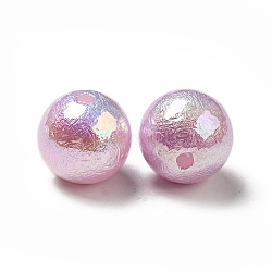 UV Plating Iridescent ABS Plastic Beads, Textured Round, Plum, 14x13mm, Hole: 2mm(SACR-A001-05D)