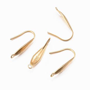 Ion Plating(IP) 316 Surgical Stainless Steel Earring Hooks, Ear Wire, with Vertical Loop, Golden, 19.5x4.5x1mm, 18 Gauge, Hole: 1.2mm