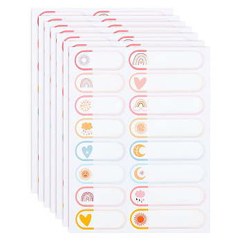 PP Plastic Cartoon Name Tag Waterproof Blank Stickers, Writable Adhesive Label Stickers, for Kids, Students, Oval, Colorful, Others, Sticker: 40x16mm and 60x16mm, 16pcs/sheet