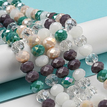 Glass Beads Strands, Faceted, Rondelle, Thistle, 10x8mm, Hole: 1mm, about 63~65pcs/strand, 19.2~20 inch(48~50cm)