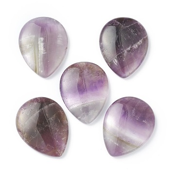Natural Amethyst Beads, No Hole/Undrilled, Teardrop, 44~45x34.5~35x6.5~8.5mm