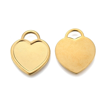 304 Stainless Steel Pendant Cabochon Settings, Plain Edge Bezel Cups, Heart, Golden, Tray: 14x17mm, 23.5x20.5x2mm, Hole: 4x6.5mm