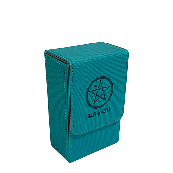 Rectangle Star PU Leather Tarot Card Storage Boxes, Playing Card Organizer Case with Magnetic Clasps, Teal, 8.6x5.7x13.7cm