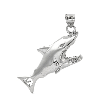 304 Stainless Steel Big Pendants, Shark Charm, Stainless Steel Color, 52x14x21mm, Hole: 9x5mm