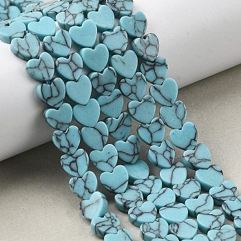 Synthetic Turquoise Beads Strands, Heart, 6x6x2mm, Hole: 0.8mm, about 69pcs/strand, 14.96''(38cm)