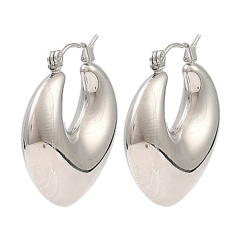 304 Stainless Steel Hoop Earrings for Women, Teardrop, Stainless Steel Color, 28x30x8mm