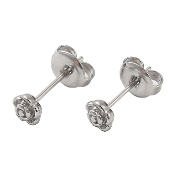 Non-Tarnish 304 Stainless Steel Stud Earrings, Flower, Stainless Steel Color, 5x5mm