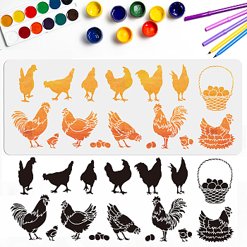 PET Hollow Out Drawing Painting Stencils, for DIY Scrapbook, Photo Album, Chick Pattern, 400x1000mm
