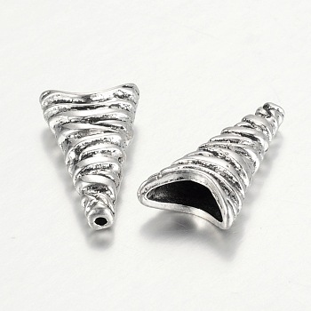 Tibetan Style Cone Alloy Bead Caps, Antique Silver, 24x12x6mm, Hole: 1mm & 3.5x9mm