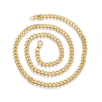 Men's 201 Stainless Steel Cuban Link Chain Necklace, Golden, 21.65 inch(55cm), Wide: 5mm