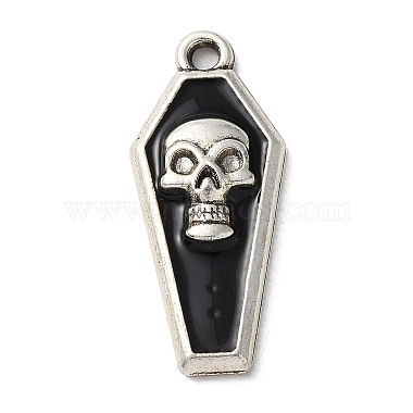 Antique Silver Black Skull Alloy+Enamel Pendants