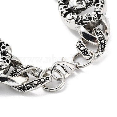 Bracelets de chaîne à maillons de crâne en alliage rétro pour femmes et hommes(BJEW-L684-007AS)-3
