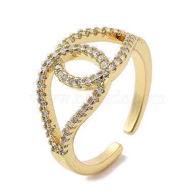 Brass Micro Pave Cubic Zirconia Cuff Rings for Women(RJEW-P129-05G)-2