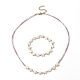 Natural Shell Star & Glass Seed Beaded Necklace & Stretch Bracelet(SJEW-JS01271)-1