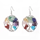 Natural & Synthetic Mixed Gemstone Chips Braided Ring with Tree of Life Dangle Earrings(EJEW-JE04881-01)-1