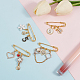 BENECREAT 4Pcs 4 Style Flower & Heart & Number 5 Enamel Charms Safety Pin Brooches(JEWB-BC0001-09)-4