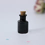 Mini High Borosilicate Glass Bottle Bead Containers, Wishing Bottle, with Cork Stopper, Cuboid, Black, 1.4x2.5cm