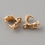 Brass Ice Pick Pinch Bails, Leaf, Light Gold, 9x4mm, Hole: 1.2mm, Pin: 0.7mm(KK-WH0007-03KCG)