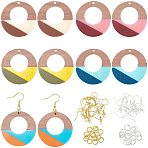 DIY Walnut Wooden Dangle Earring Making Kits, Including 10Pcs 5 Styles Ring Resin & Walnut Wood Pendants, Iron Earring Hooks & Jump Rings, Mixed Color, 38x3mm, Hole: 2mm, 2pcs/color, 5 colors, 10pcs(DIY-OC0006-62)