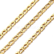 304 Stainless Steel Rectangle with Cross Link Chains, Soldered, with Spool, Real 18K Gold Plated, 5x3x1.5mm, 10m/roll(CHS-C009-17G)