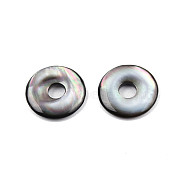 Natural Black Lip Shell Charms, Donut/Pi Disc, 15x2.5mm, Hole: 4mm(SSHEL-N003-143A)