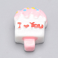 Resin Cabochons, Ice Cream with I Love You, White, 19x13x6.5mm(CRES-T005-32)