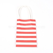 Rectangle with Stripe Pattern Paper Bags, with Handle, for Gift Bags and Shopping Bags, Red, 12x7.5x0.15cm, Unfold: 12x7.5x0.15cm(BY-TAC0001-24B)