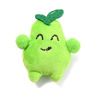 Lovely Non Woven Fabric Cartoon Accessories, Plush Doll, with PP Cotton Stuffing, for DIY Brooch Making, Pear, Lime, 76x63x25.5mm, Hole: 4x17.5mm(MAK-B001-02)