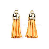 Faux Suede Tassel Pendant Decorations, with CCB Plastic Cord Ends, Light Gold, 33~35x10mm, Hole: 2.5mm(X-FIND-R095-027LG)