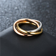 201 Stainless Steel Trinity Interlocking Ring Finger Rings, Multi-color, US Size 7(17.3mm)(FS-WG6776A-01)