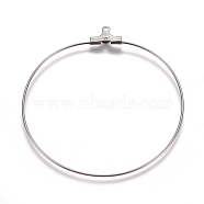 Tarnish Resistant 304 Stainless Steel Pendants, Hoop Earring Findings, Ring, Stainless Steel Color, 21 Gauge, 49.5x46x0.7mm, Hole: 1mm(STAS-E482-11A)