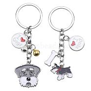 WEWAYSMILE 2 pcs Dog Keychain Car Keychain Pet Pendant Key-Ring Lovely Dog Key-ring Portable Metal Keychain Gift for Pet Lover Birthday Puppy Theme Party Supplies (Schnauzer), Platinum, 9.5x2.9cm(JX794A)