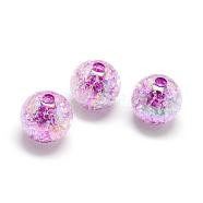 Crackle Style Acrylic Beads, AB Colour, Inside Color, Round, Purple, 18mm, Hole: 4mm, about 150pcs/500g(MACR-S825-18mm-D)