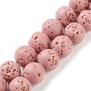 Synthetic Lava Rock Dyed Beads Strands, Round, Pink, 7.5~8mm, Hole: 1mm, about 50pcs/strand, 14.88''(37.8cm)(G-H311-08B-08)