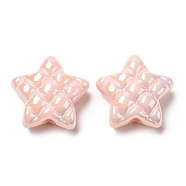 Opaque Acrylic Beads, AB Color Plated, Star, Pink, 19.5x19.5x9mm, Hole: 3.5mm(MACR-D074-03E)