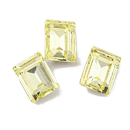 Glass Rhinestone Cabochons, Flat Back & Back Plated, Faceted, Rectangle, Jonquil, 8x6x3mm(RGLA-L029-15C-213)