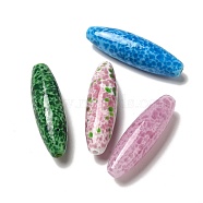 Normal Lampwork Beads, Oval with Fleck, Mixed Color, 41~42x12mm, Hole: 2mm(FOIL-C001-04)