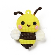 PVC Plastic Big Pendants, Bees, Yellow, 52x42x20mm, Hole: 3mm(KY-D016-09)