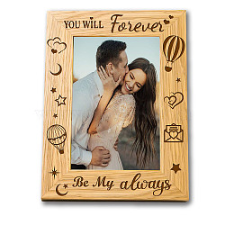 Natural Wood Photo Frames, for Tabletop Display Photo Frame, Rectangle with Word, Black, 200x150mm(DIY-WH0234-012)