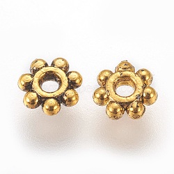 CCB Plastic Bead Spacers, Flower, Antique Golden, 4x1mm, Hole: 1mm(CCB-F004-17AG)