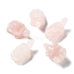 Natural Rose Quartz Turtle Healing Figurines, Reiki Energy Stone Display Decorations, for Home Feng Shui Ornament, 18~20x21~22.5x36.5~39mm(DJEW-Z005-07)