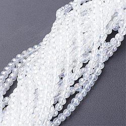 Glass Bead Strands, Round, AB Color Plated, Clear AB, 6mm, Hole: 1mm, about 50pcs/strand, 13 inch(GR6mm-01Y-AB)