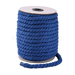 3-Ply Macrame Cotton Cord, Twisted Cotton Rope, for Wall Hanging, Plant Hangers, Crafts and Wedding Decorations, Dark Blue, 12mm, about 21.87~24.05 yards(20~22m)/roll(OCOR-L039-F01)