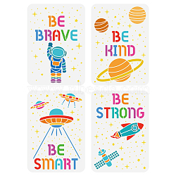 4Pcs 4 Styles PET Hollow Out Drawing Painting Stencils, for DIY Scrapbook, Photo Album, Spaceship, 297x210mm, 1pc/style(DIY-WH0394-0270)