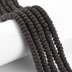 Handmade Polymer Clay Beads Strands, for DIY Jewelry Crafts Supplies, Flat Round, Coconut Brown, 6~7x3mm, Hole: 1.5mm, about 113~116pcs/strand, 15.55 inch~16.14 inch(39.5~41cm)(CLAY-N008-124)