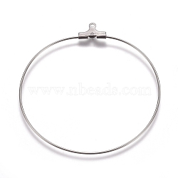 304 Stainless Steel Pendants, Hoop Earring Findings, Ring, Stainless Steel Color, 21 Gauge, 49.5x46x0.7mm, Hole: 1mm(STAS-E482-11A)