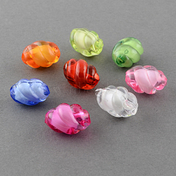 Transparent Acrylic Beads, Bead in Bead, Twist Oval, Mixed Color, 14x9mm, Hole: 2mm, about 860pcs/500g(TACR-S107-14mm-M)